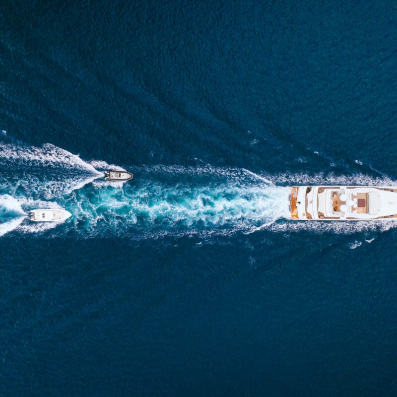 aeral view of yacht