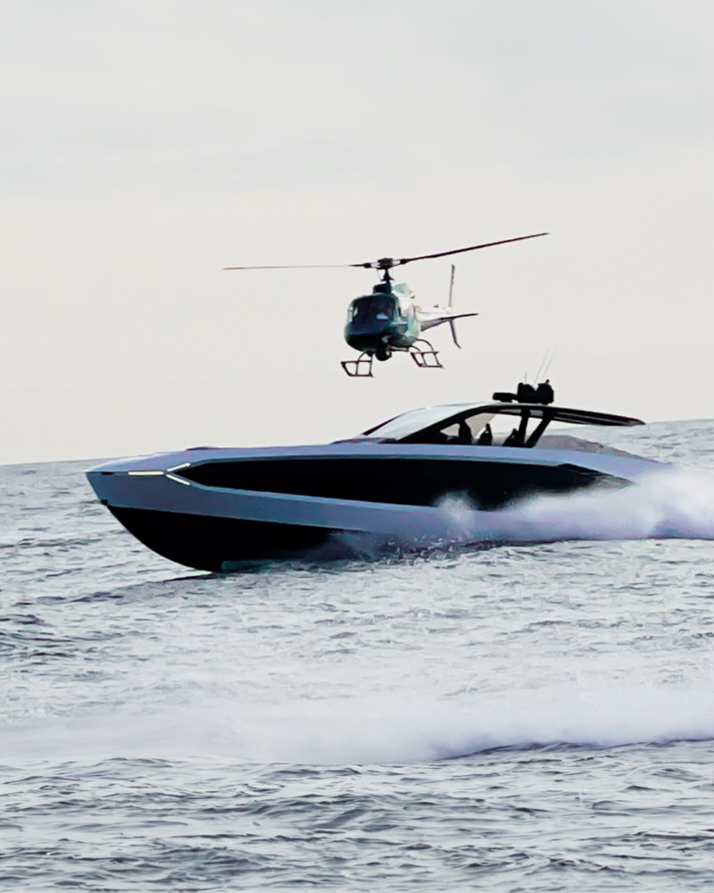 yacht and helicopter