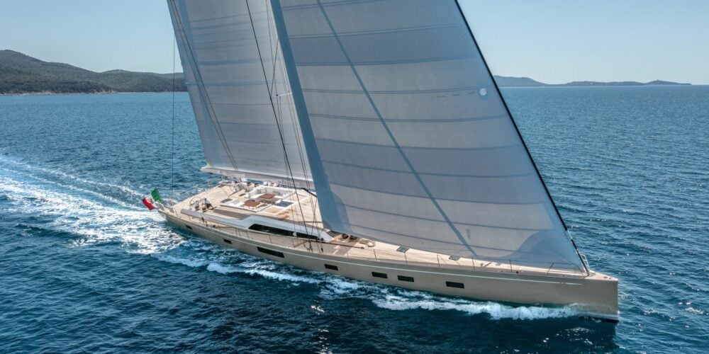 sailing boat view from above