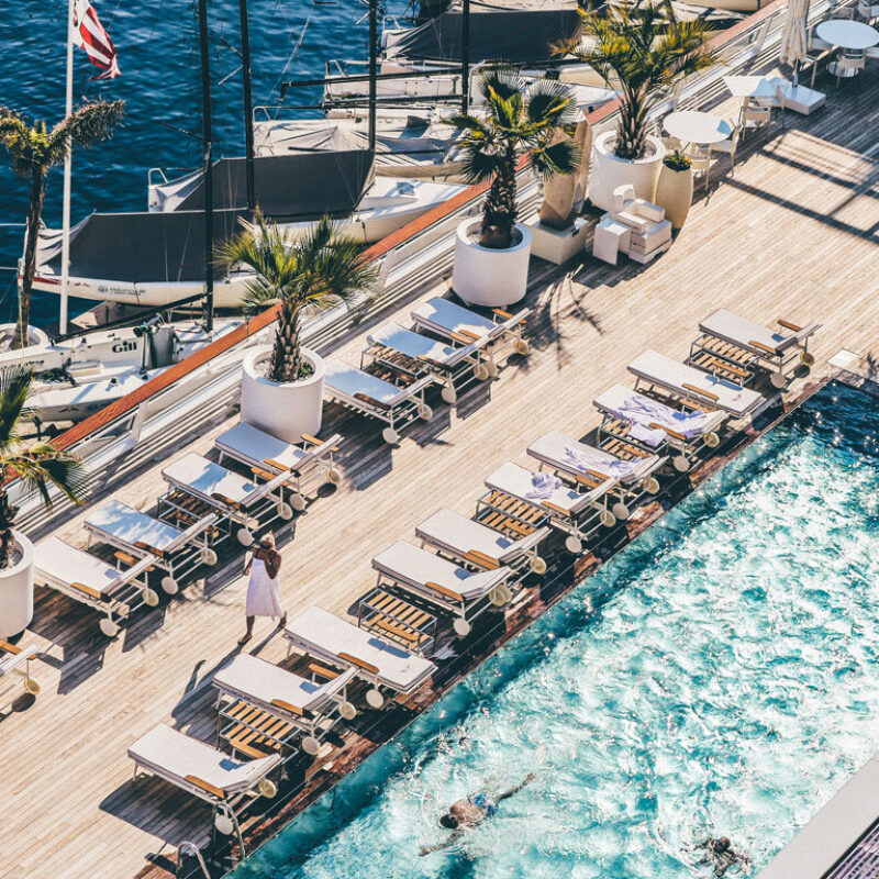view of a swimming pool from above