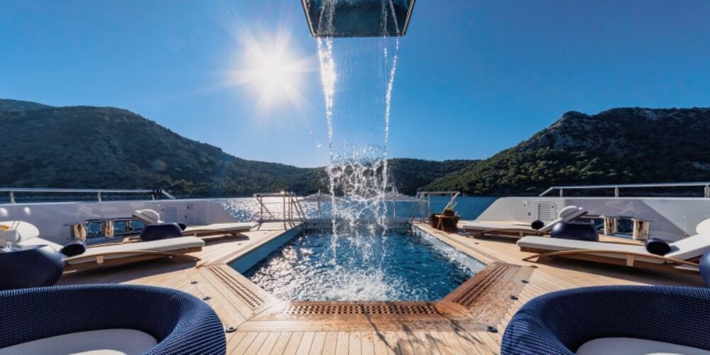 a swimming pool on a yacht