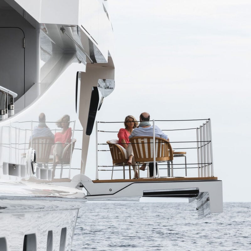 People talking on a yacht